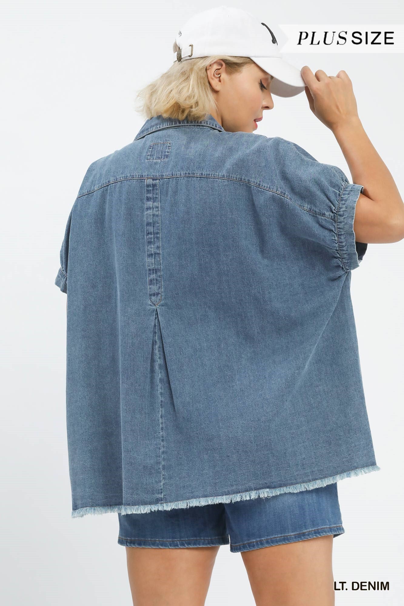 Washed Denim Oversized Top