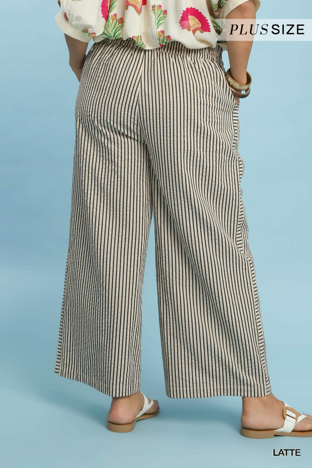 Striped Wide-Leg Pants: Latte