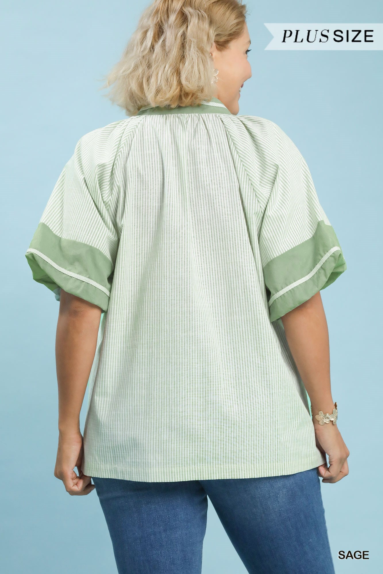Striped Mixed V-Neck Top