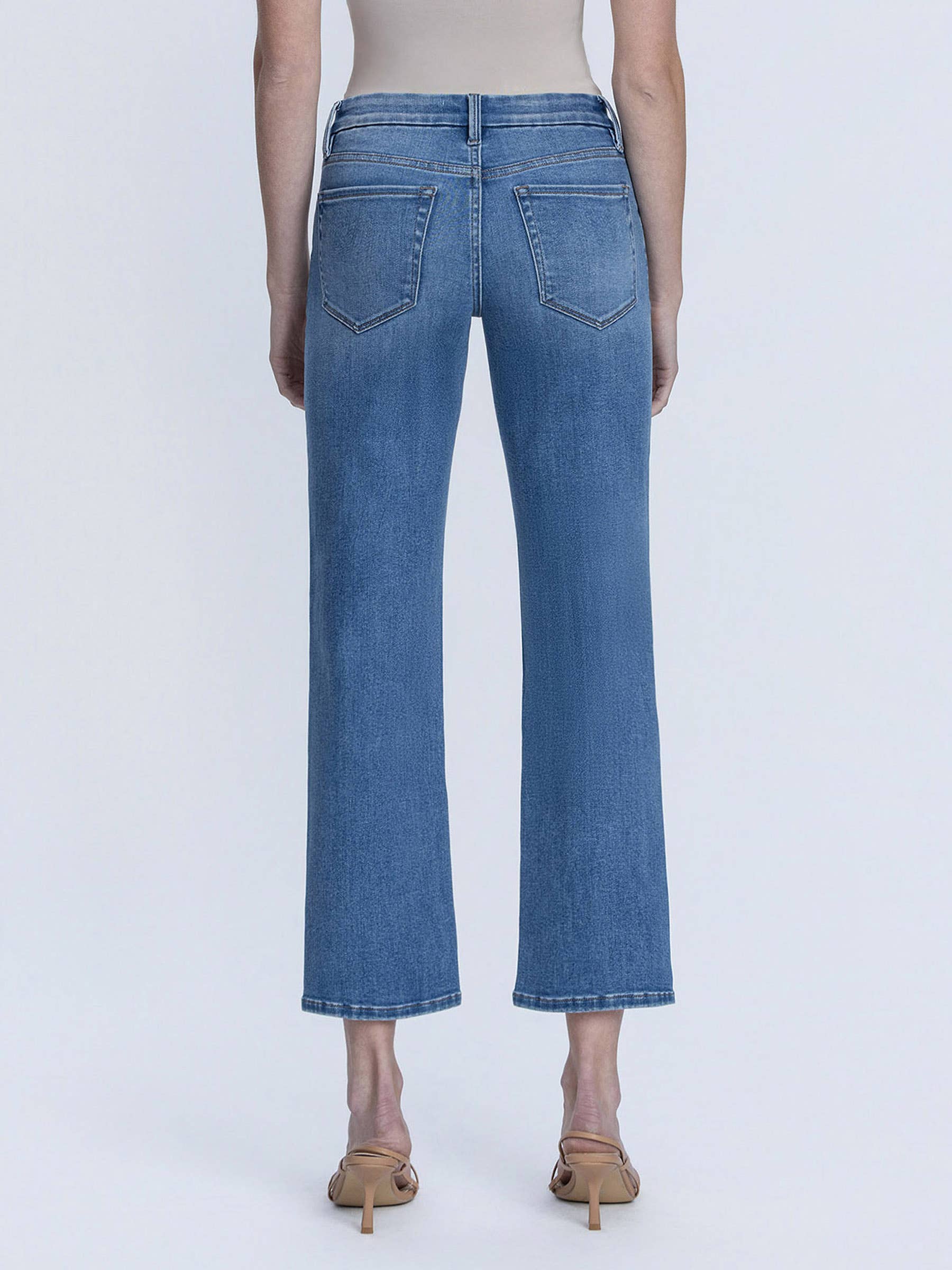 MID RISE MEDIUM DARK WASH ANKLE STRAIGHT JEANS