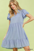 Scallop Flutter Sleeve Tiered Mini Dress