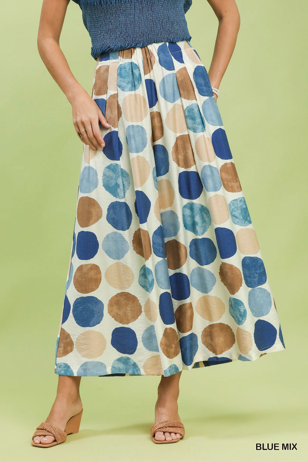 Dot Print Wide Leg Pants