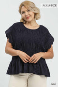 Pinstripe Smocked Peplum Top