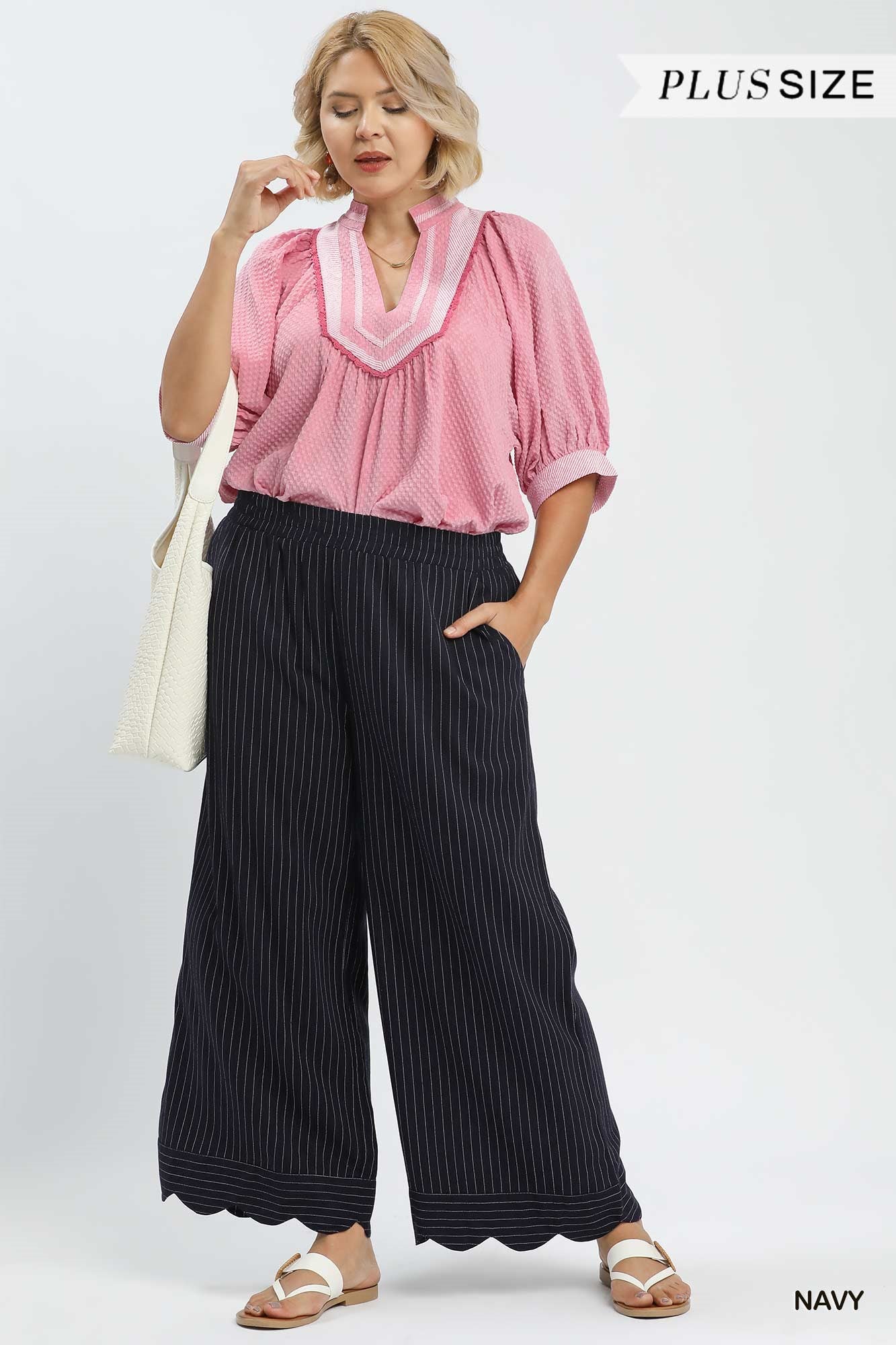 Pinstripe Wide Leg Pants