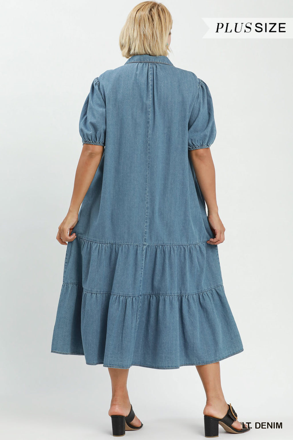 Denim Tiered Midi Dress
