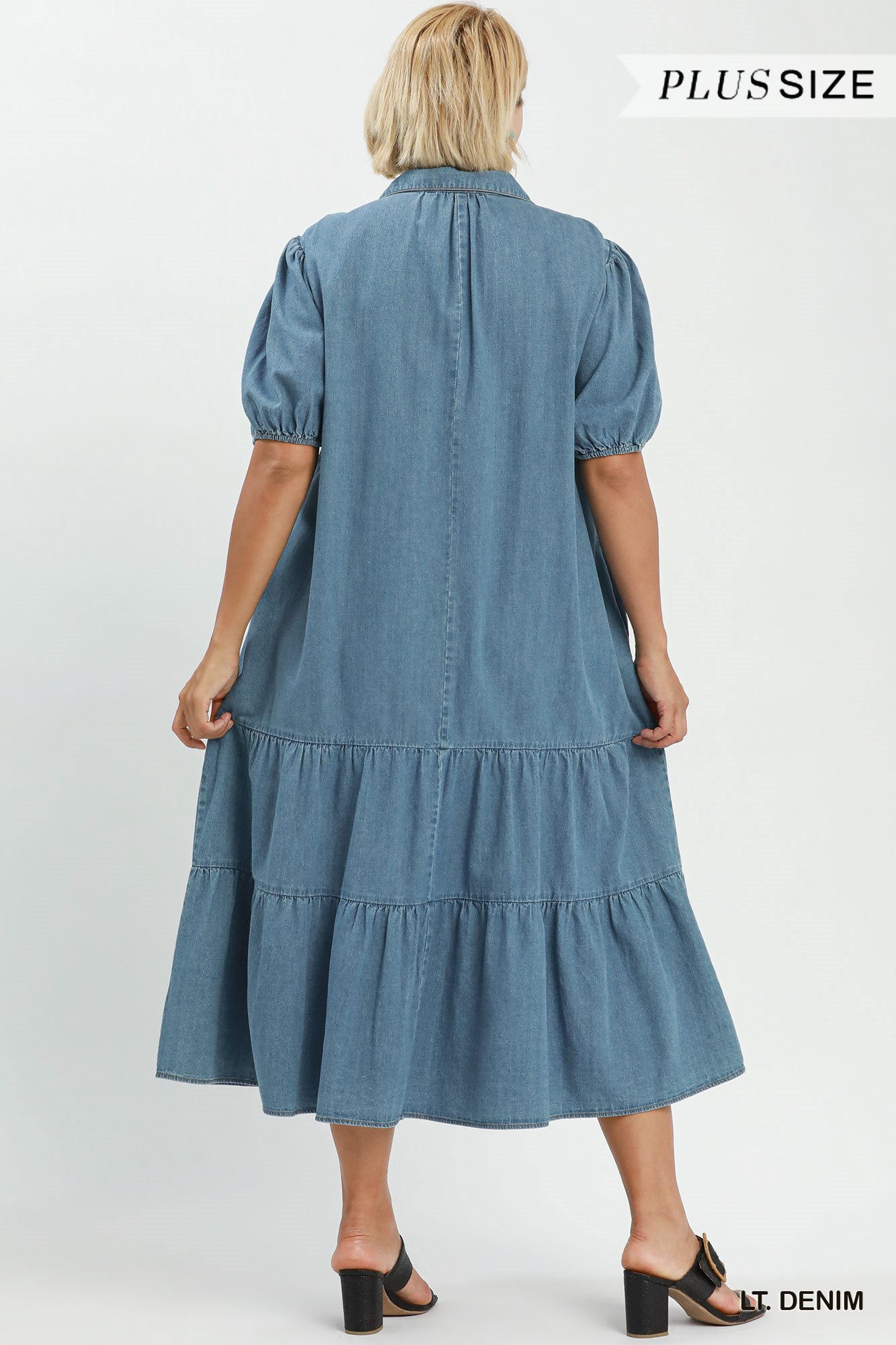 Denim Tiered Midi Dress