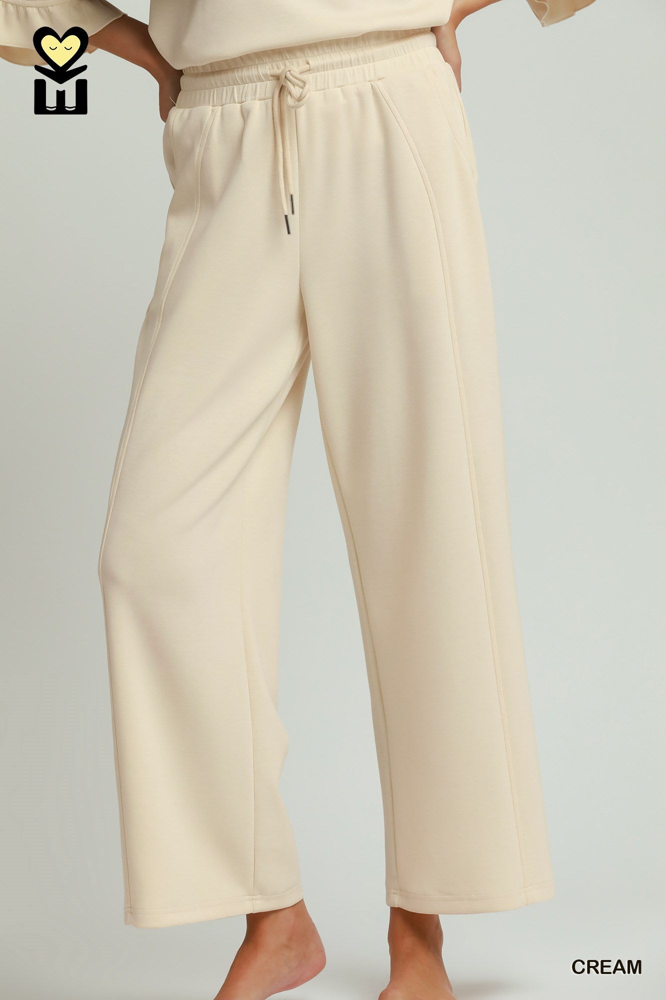 SELECT LUXEKNIT Wide Leg Pants with Elastic Waistband & Drawstring