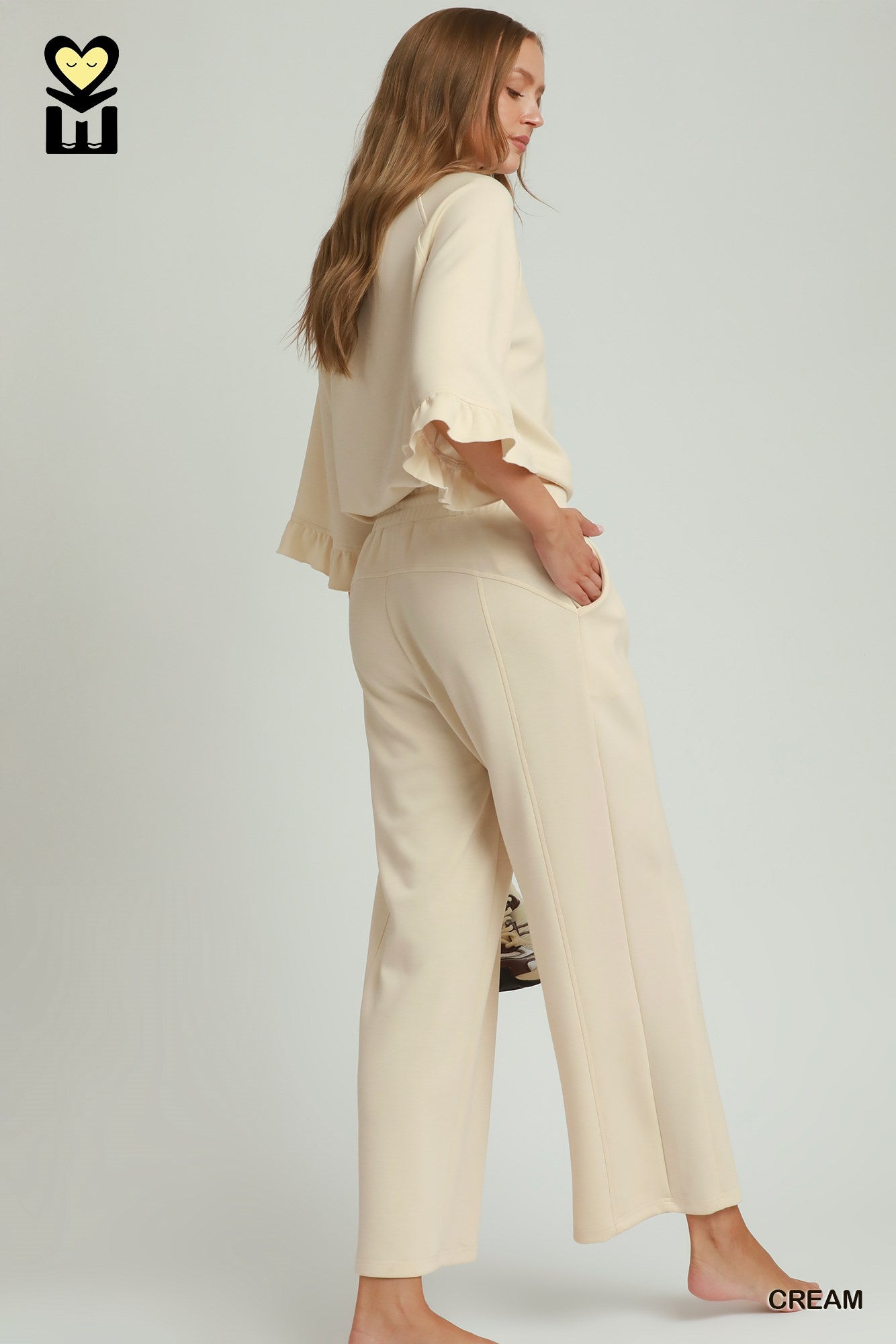 SELECT LUXEKNIT Wide Leg Pants with Elastic Waistband & Drawstring