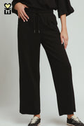 SELECT LUXEKNIT Wide Leg Pants with Elastic Waistband & Drawstring