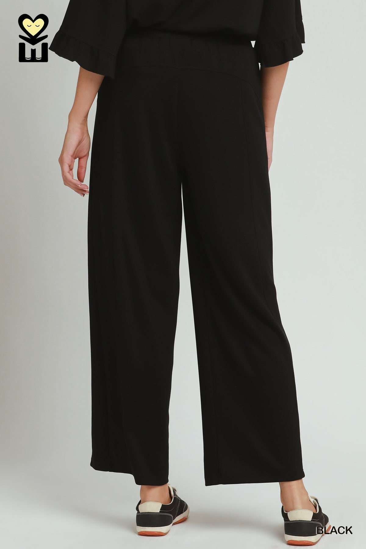 SELECT LUXEKNIT Wide Leg Pants with Elastic Waistband & Drawstring