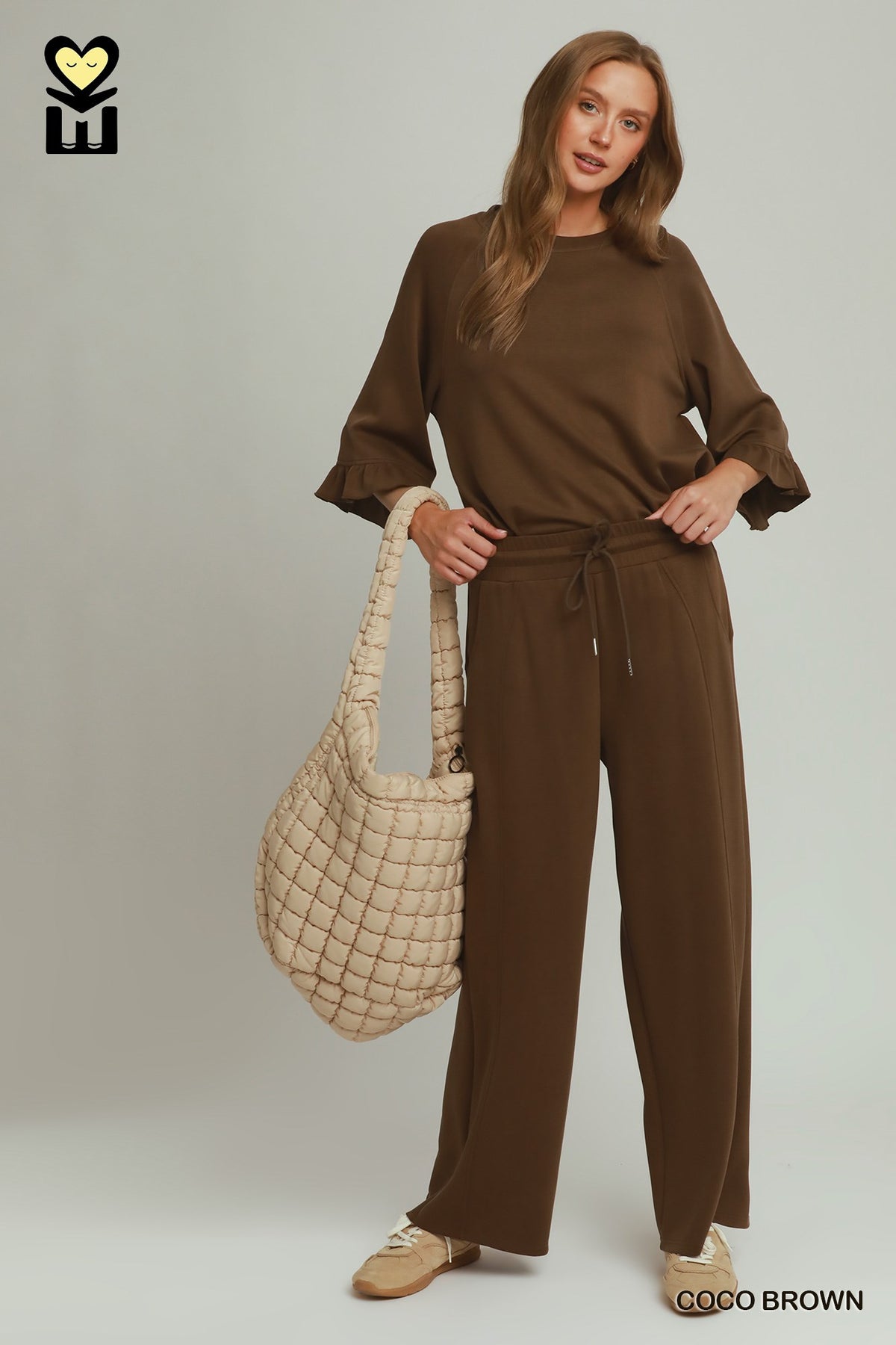 SELECT LUXEKNIT Wide Leg Pants with Elastic Waistband & Drawstring