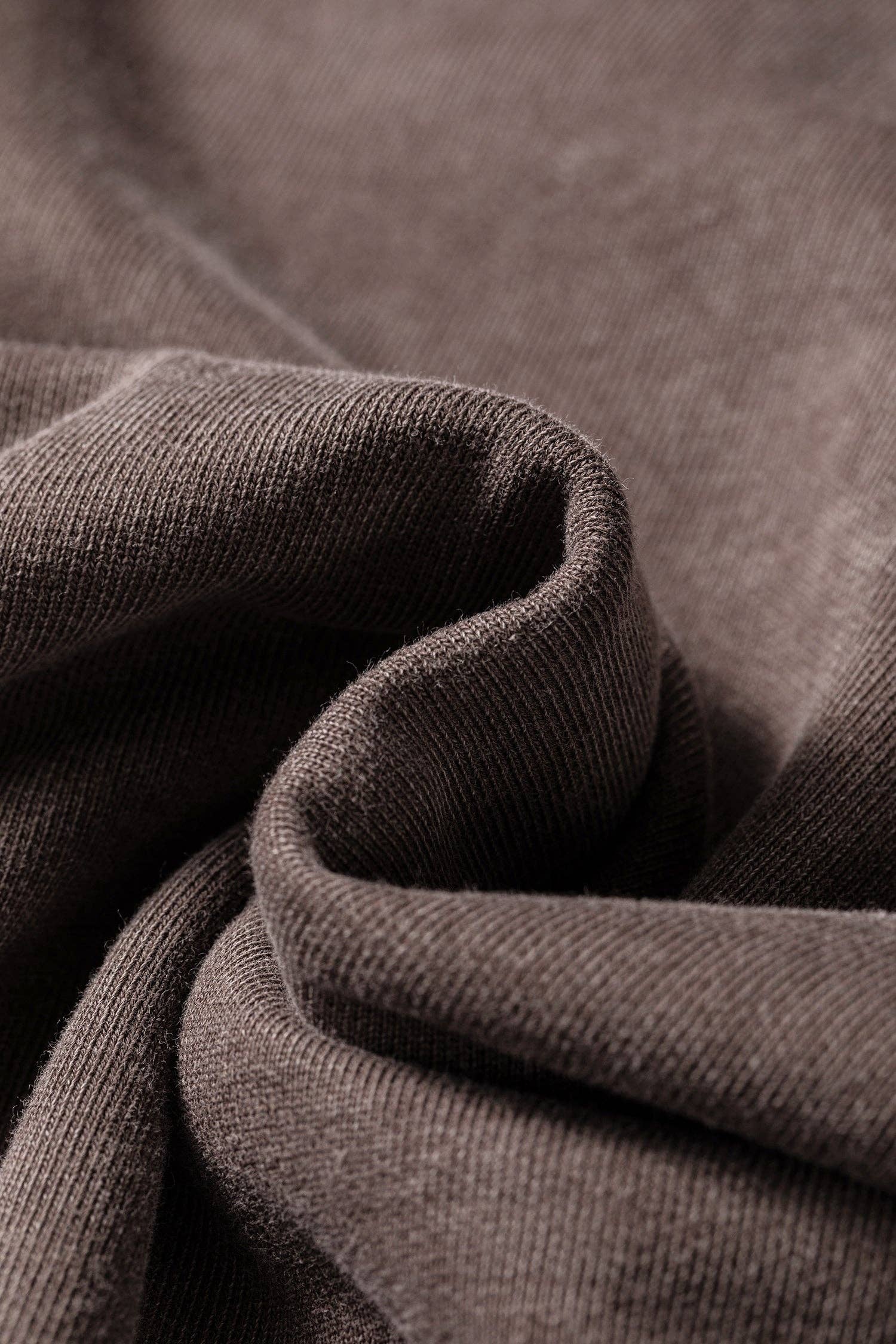 OMG! Mineral Wash Reverse Seam 3/4 Sleeve Top: Dark Brown
