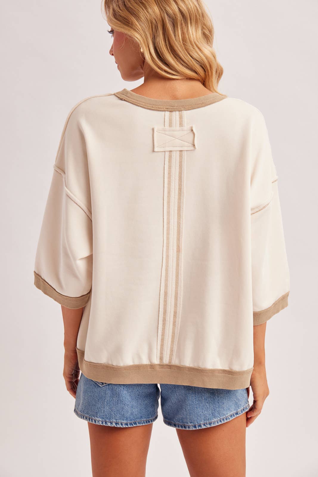 Boxy Short Sleeve Contrast Top