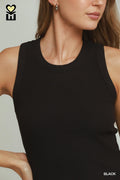 Brushed Rib Tank Top: Black