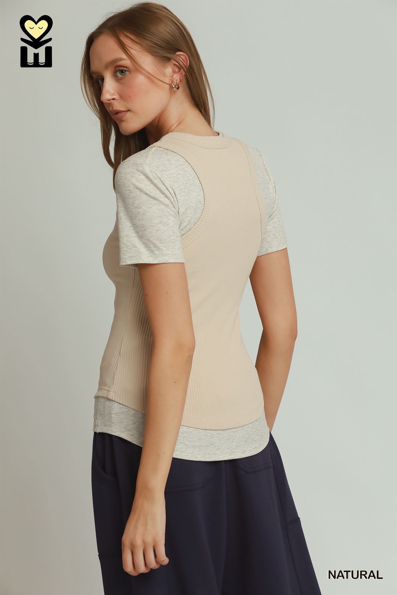 Brushed Rib Tank Top: Natural