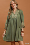 Botanical Print Blouse: Lt. Olive