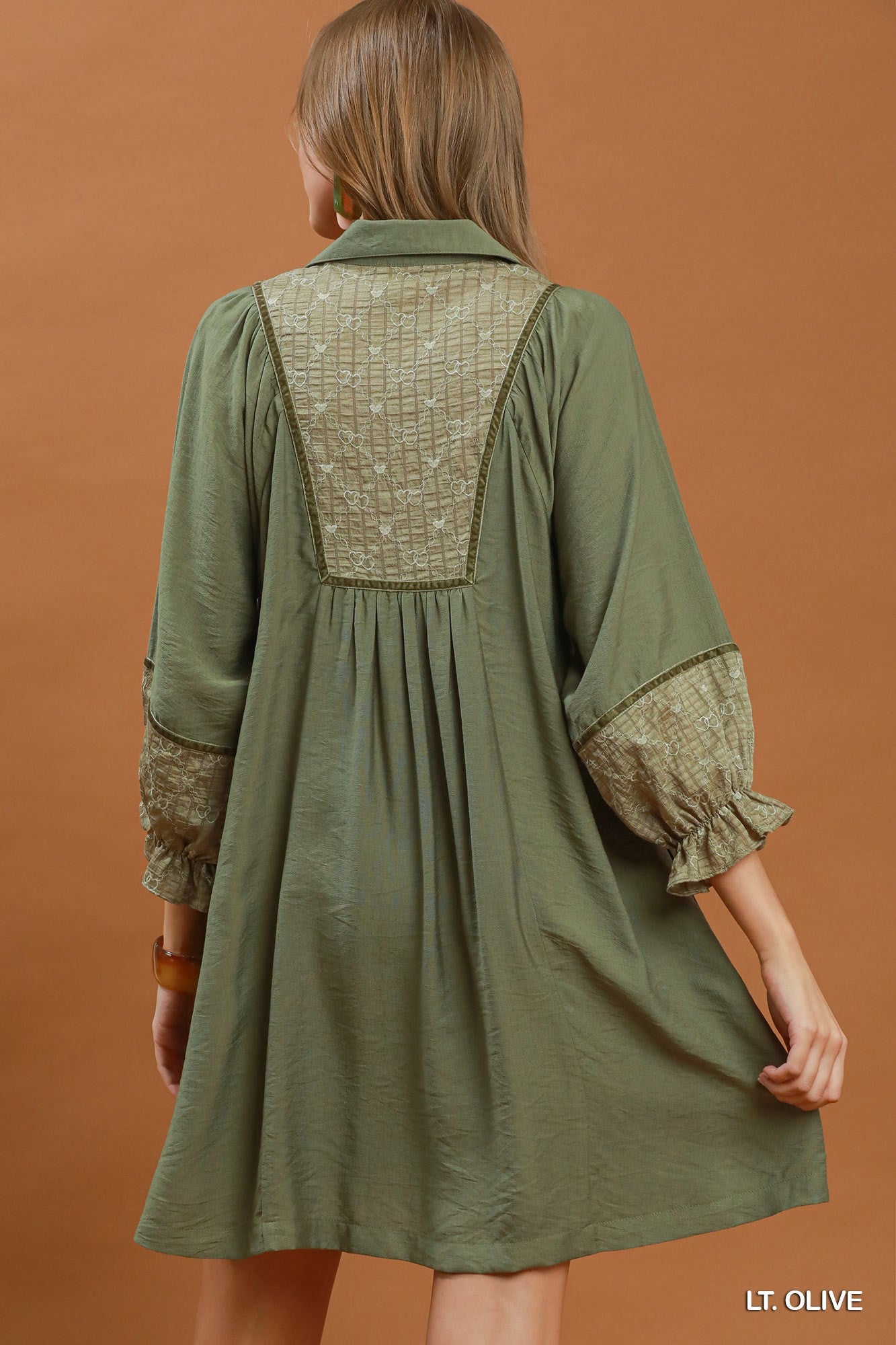 Botanical Print Blouse: Lt. Olive