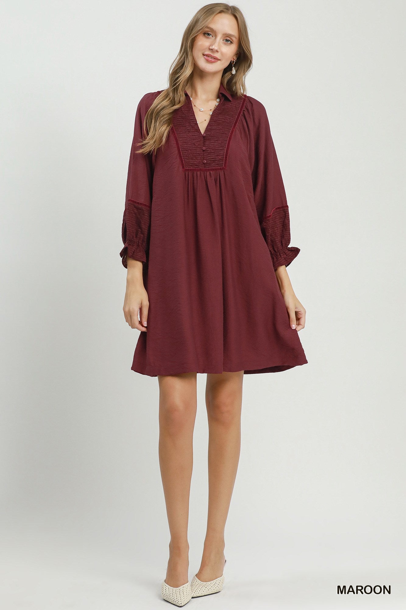 Botanical Print Blouse: Maroon