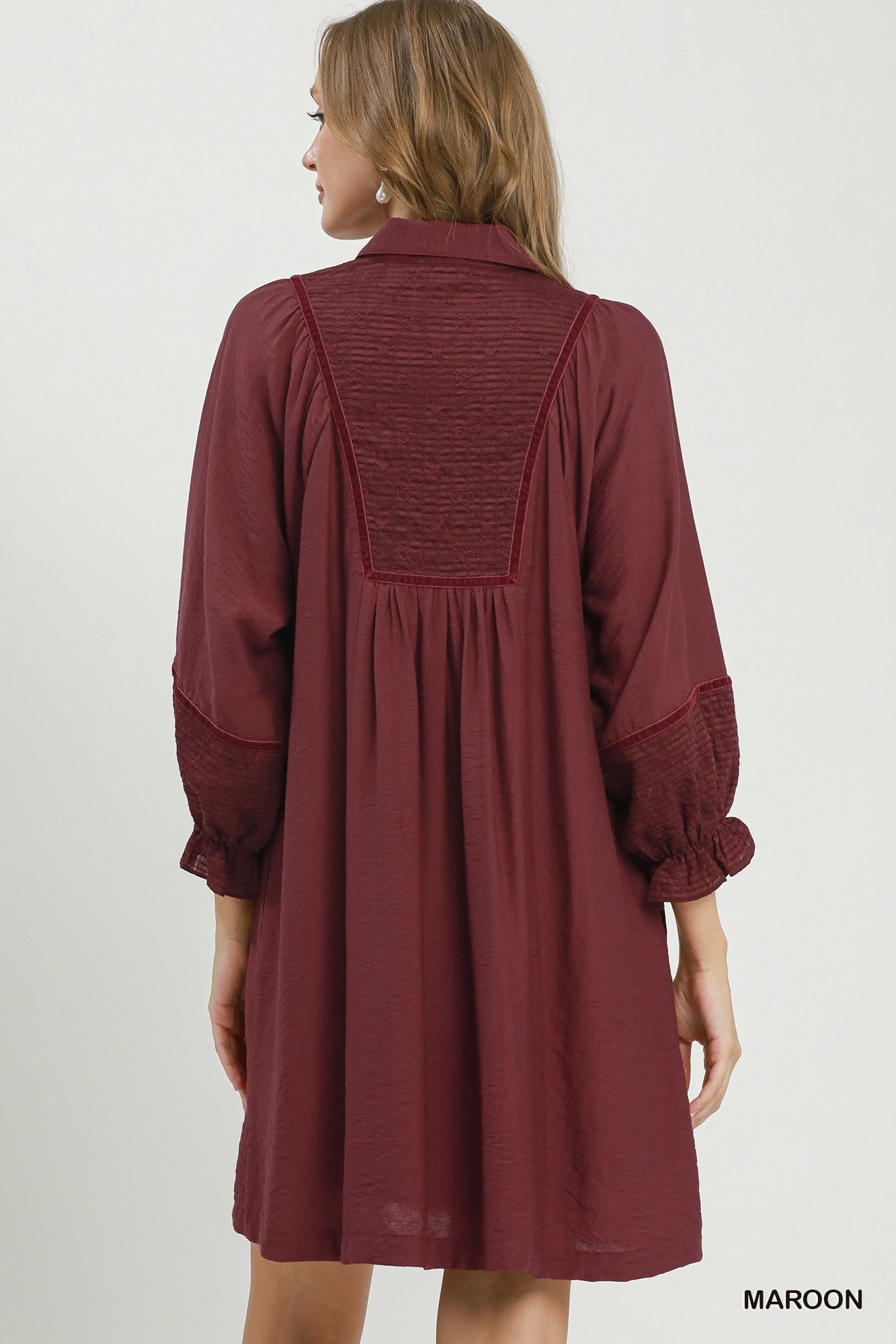 Botanical Print Blouse: Maroon