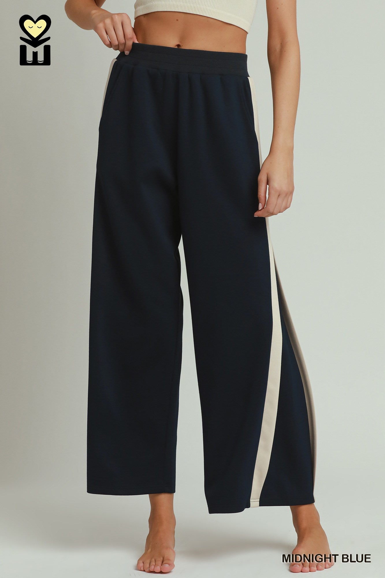 LUXEKNIT Colorblock Side Stripe Straight Pants