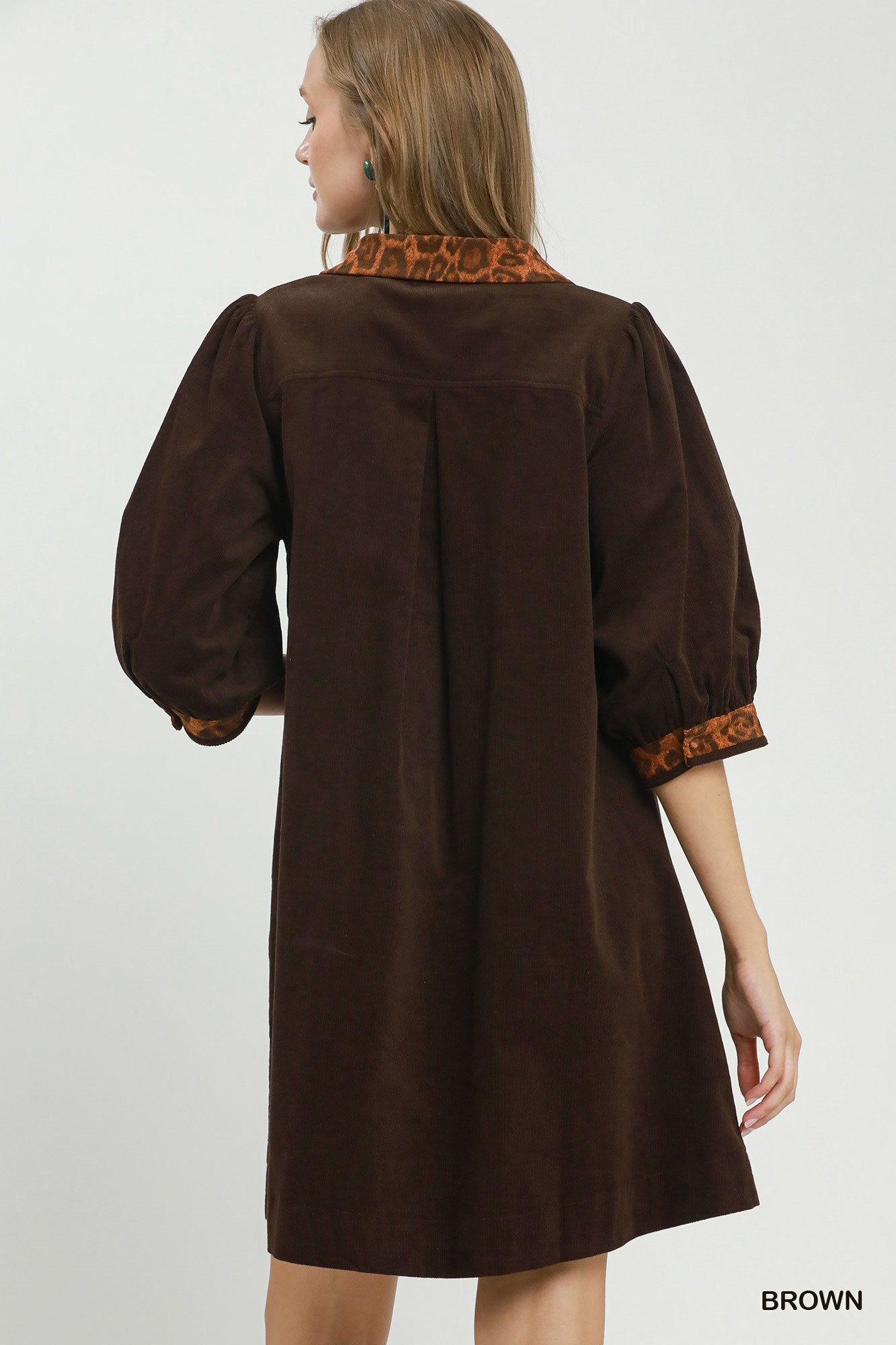 V-Neck Shift Dress with Contrast Trim