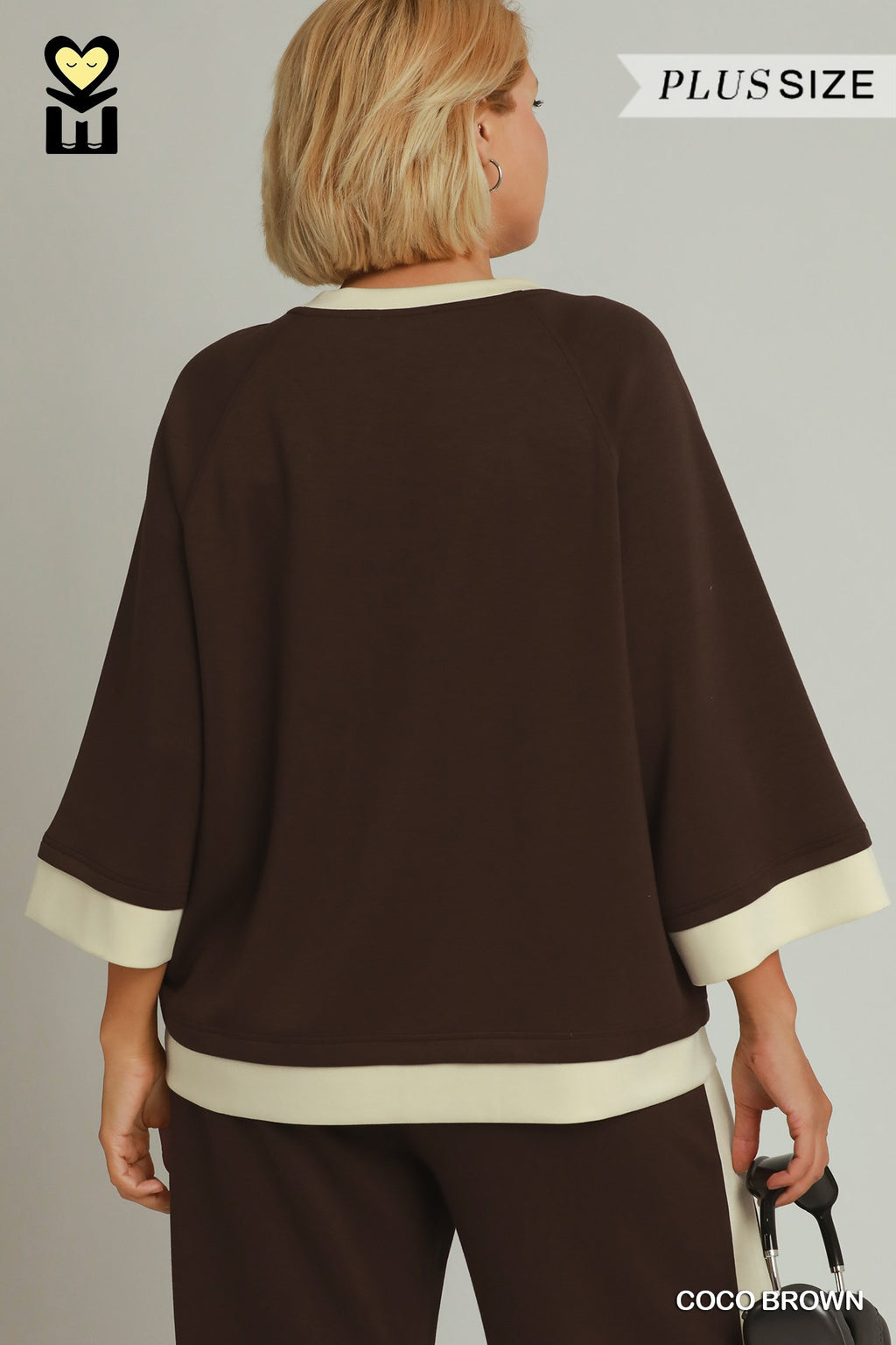 LUXEKNIT Colorblock Crewneck Raglan Sleeve Top