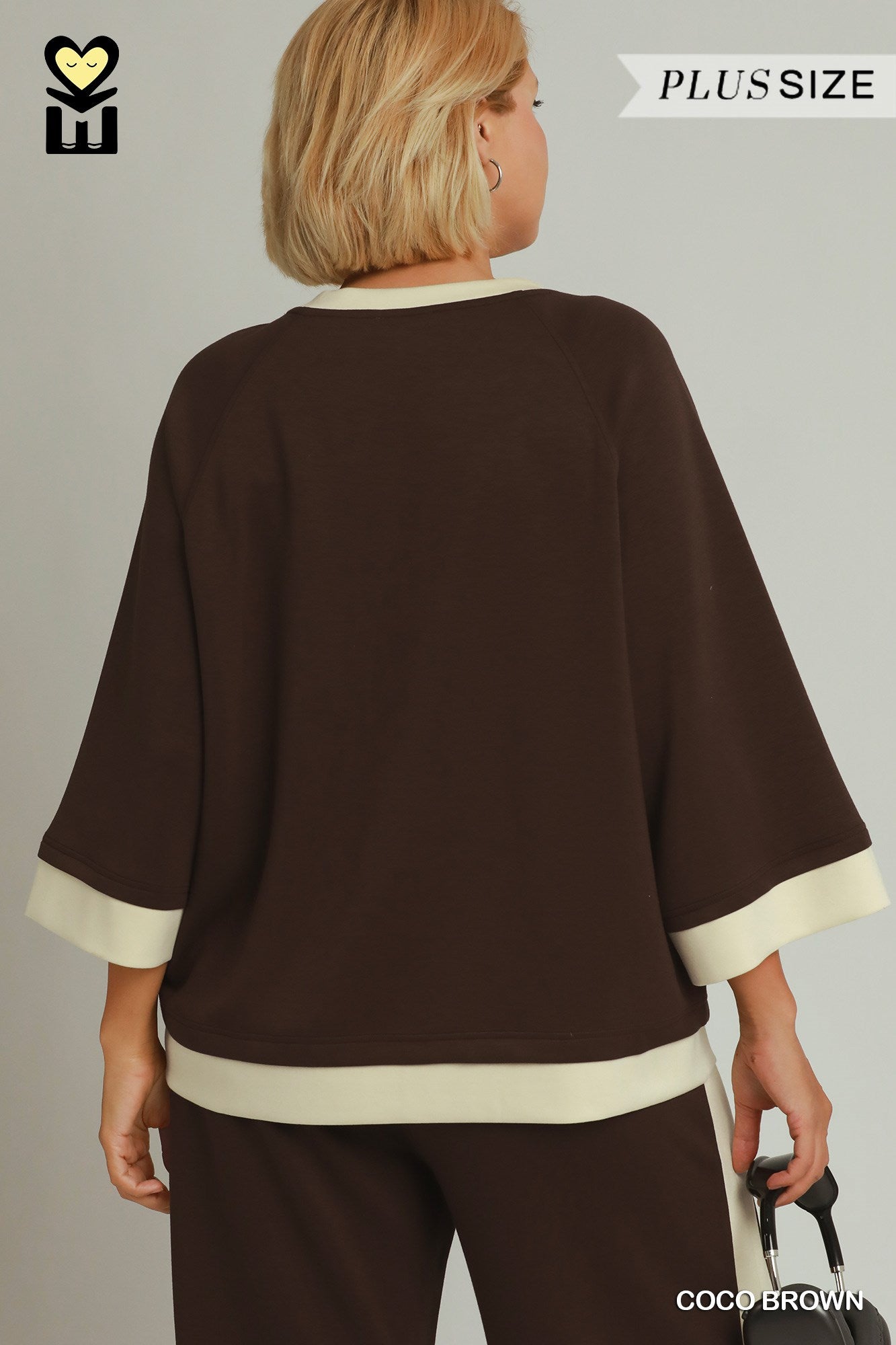 LUXEKNIT Colorblock Crewneck Raglan Sleeve Top
