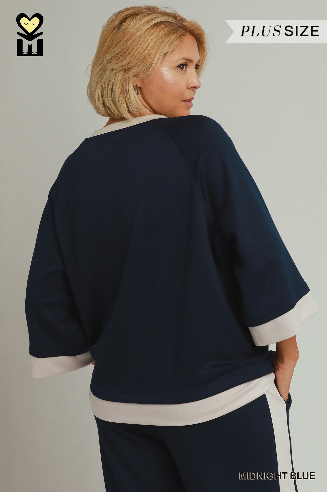 LUXEKNIT Colorblock Crewneck Raglan Sleeve Top