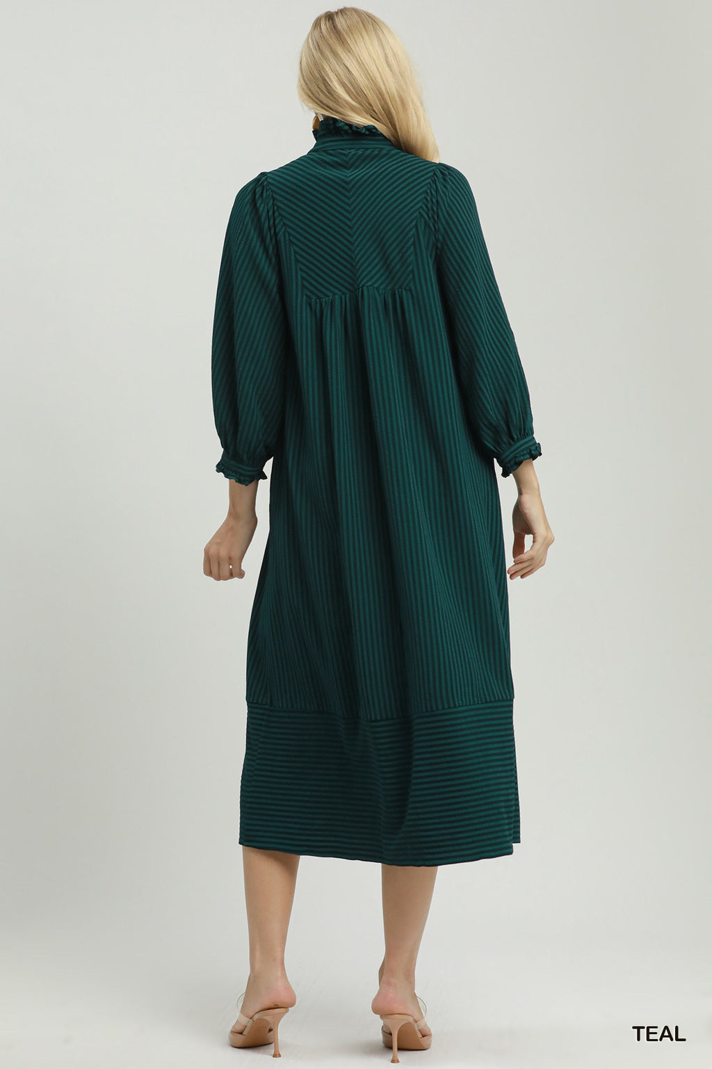 Striped Seersucker Midi Dress
