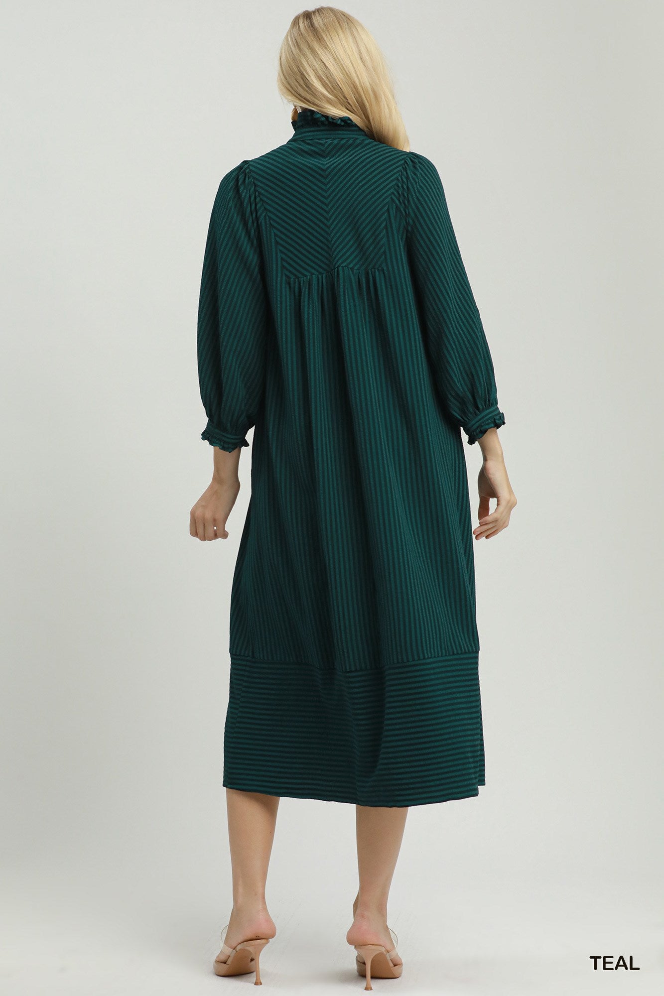 Striped Seersucker Midi Dress