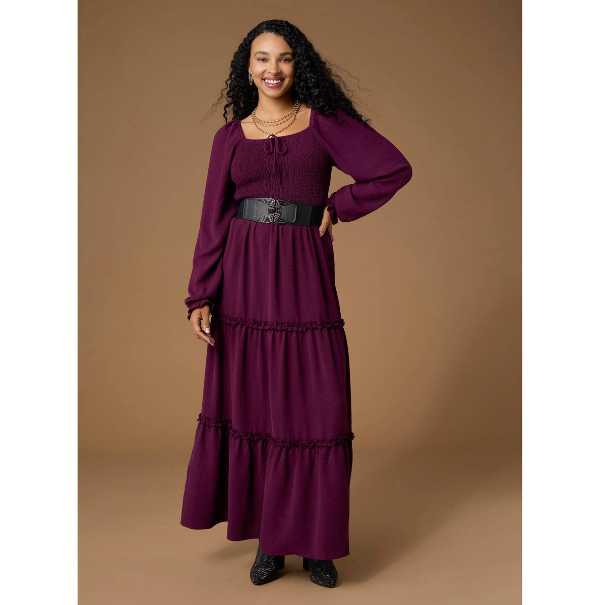 Lanna Smocked Bodice Long Sleeve Maxi Dress