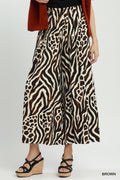 Mixed Animal Print Wide Leg Pants: Brown