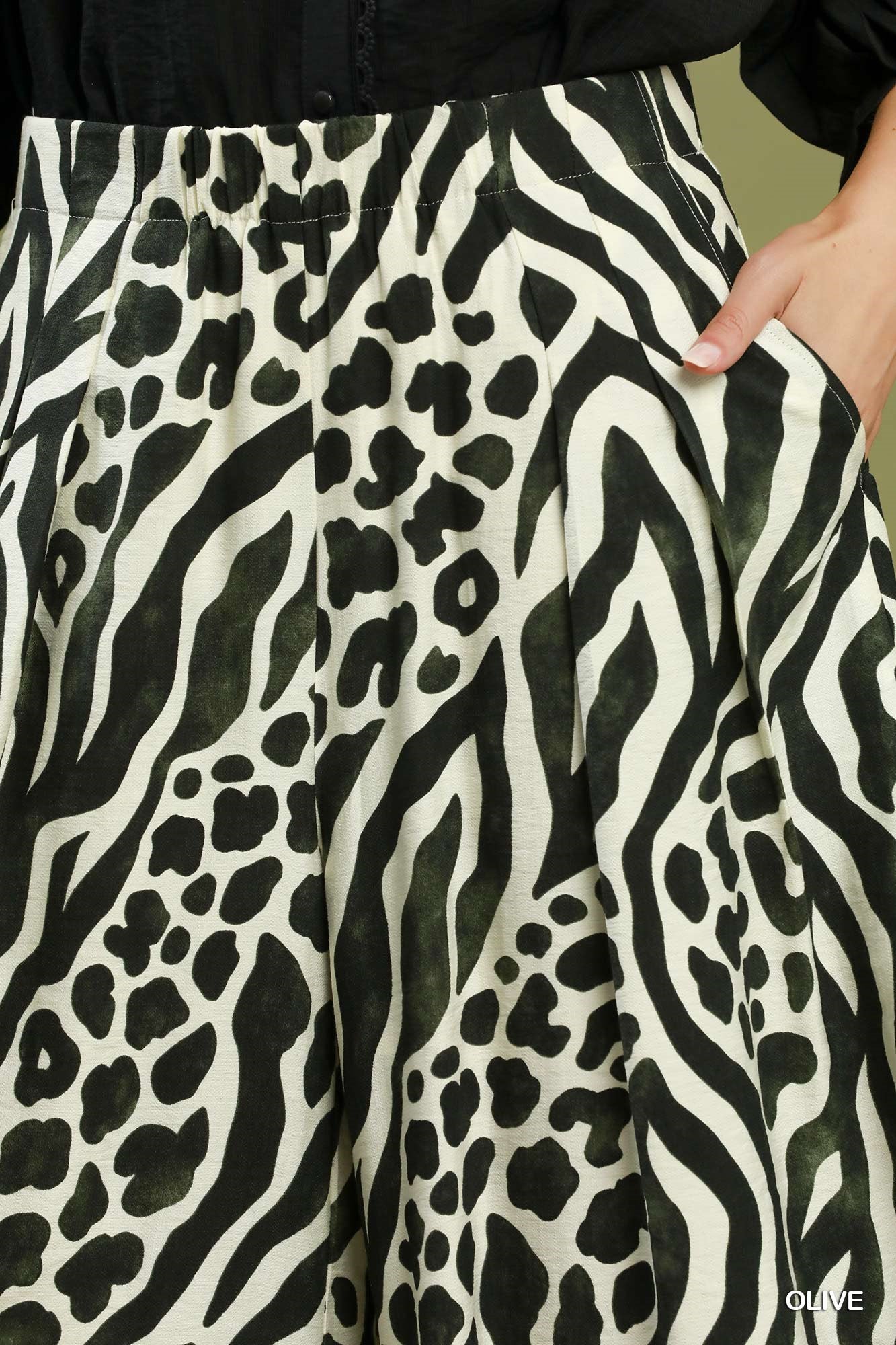 Mixed Animal Print Wide Leg Pants