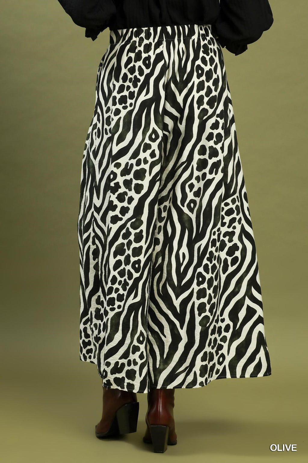 Mixed Animal Print Wide Leg Pants