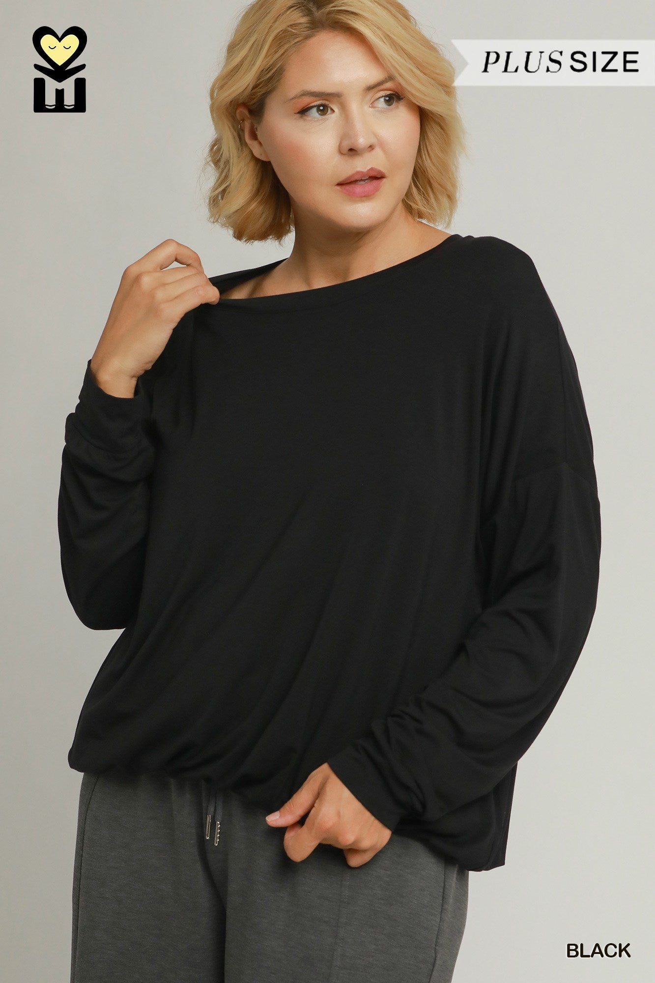 Double Lined Bubble Hem Long Sleeve Top