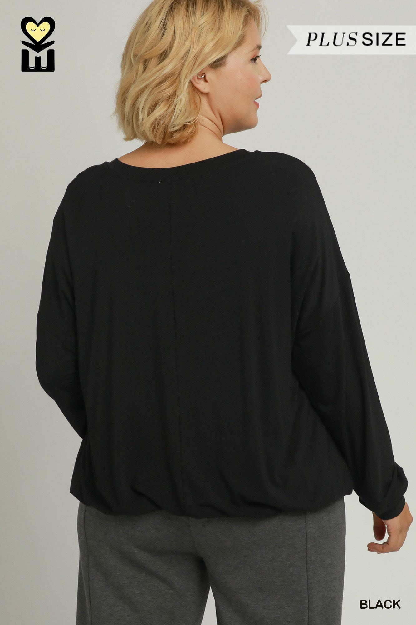 Double Lined Bubble Hem Long Sleeve Top