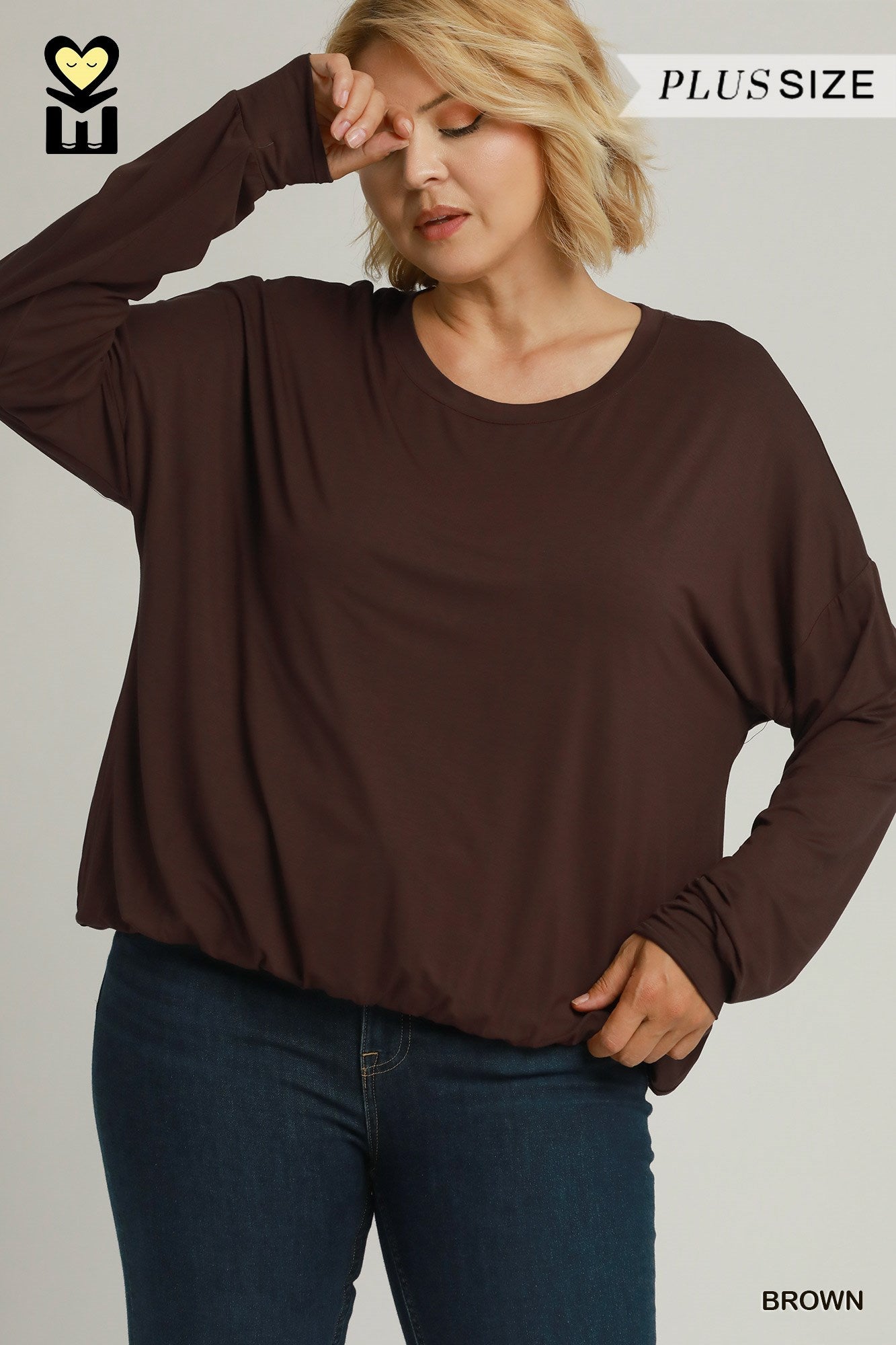 Double Lined Bubble Hem Long Sleeve Top