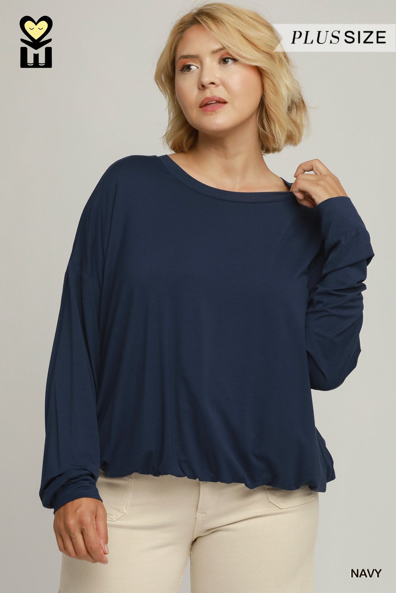 Double Lined Bubble Hem Long Sleeve Top