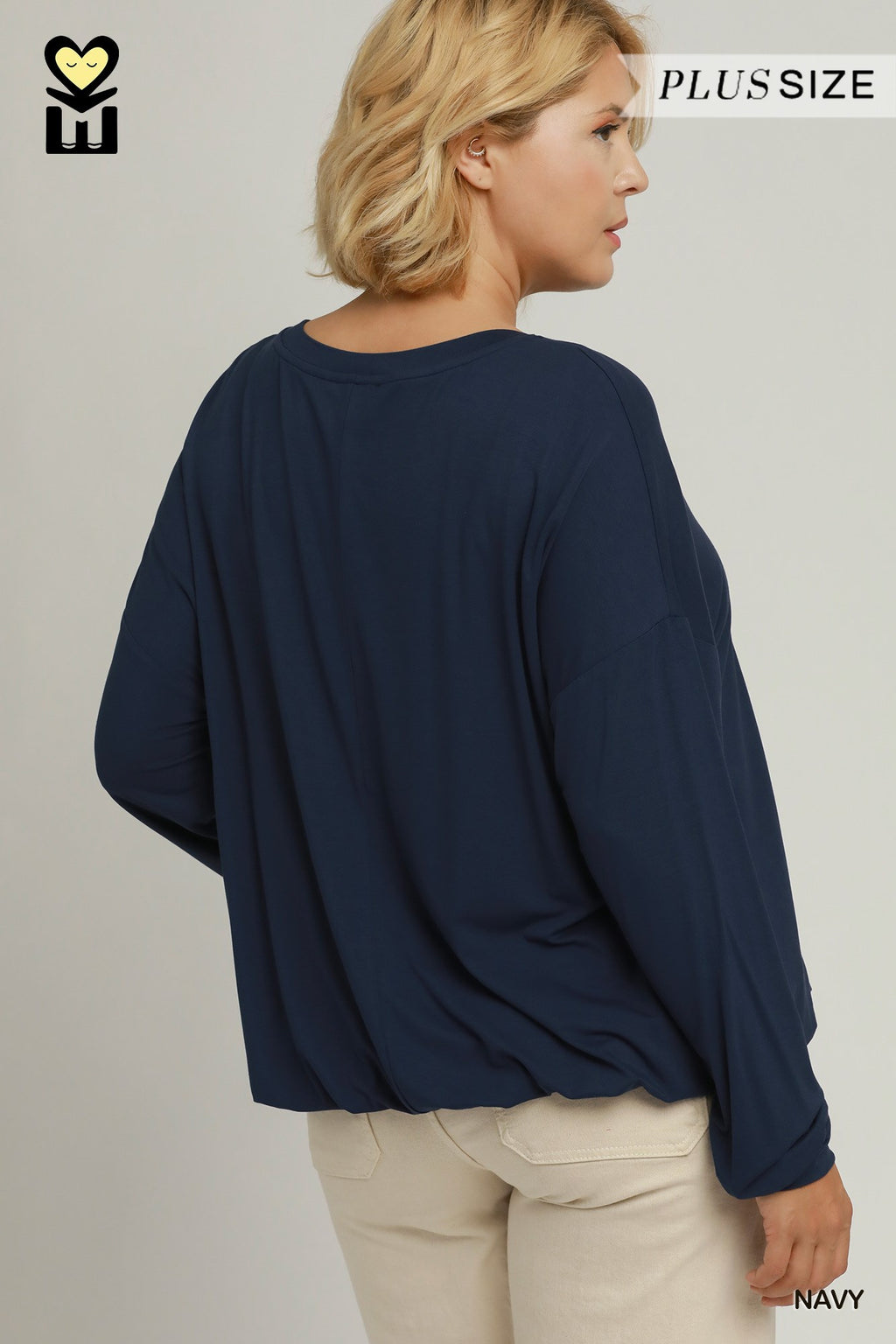 Double Lined Bubble Hem Long Sleeve Top