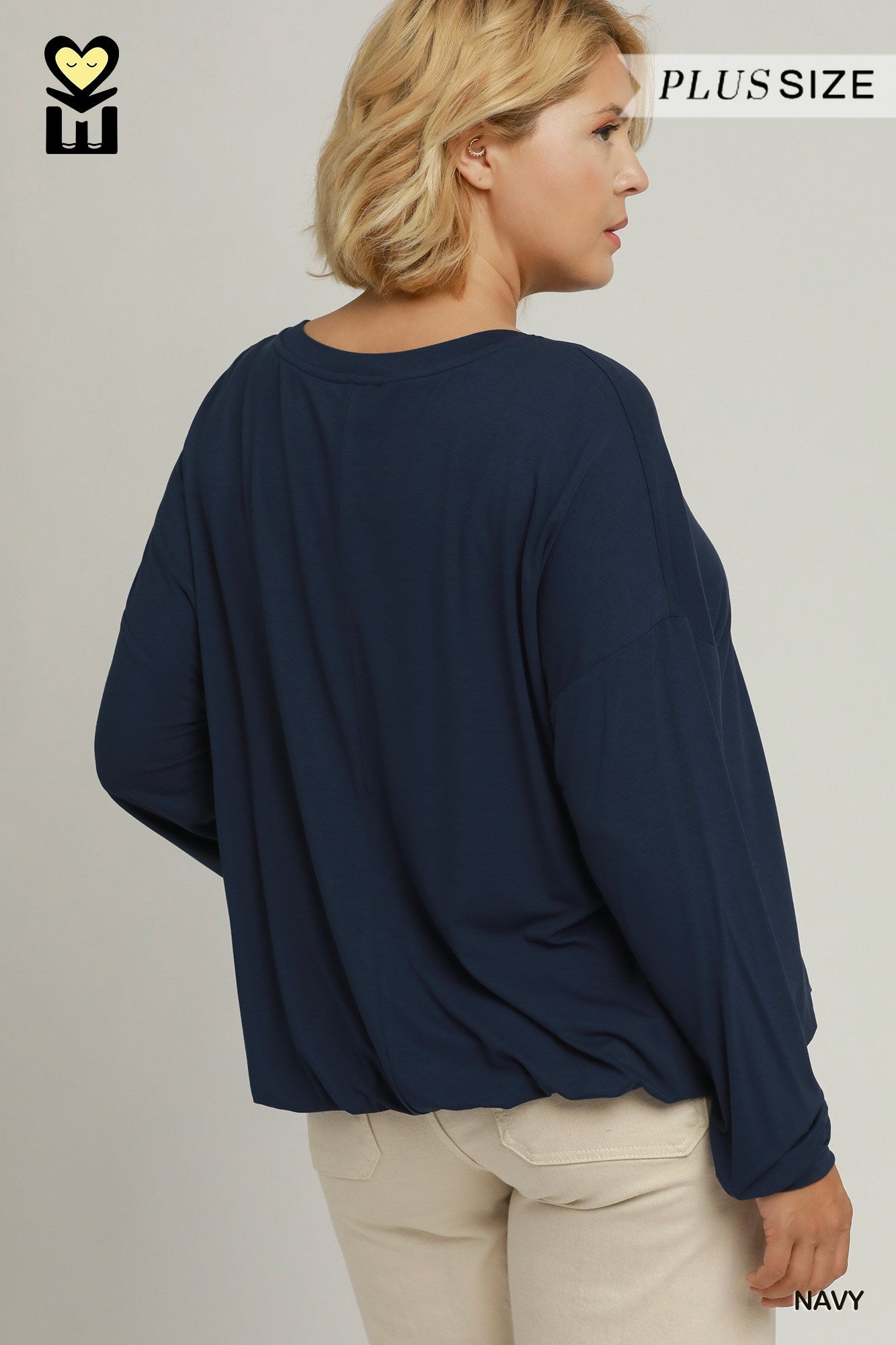 Double Lined Bubble Hem Long Sleeve Top