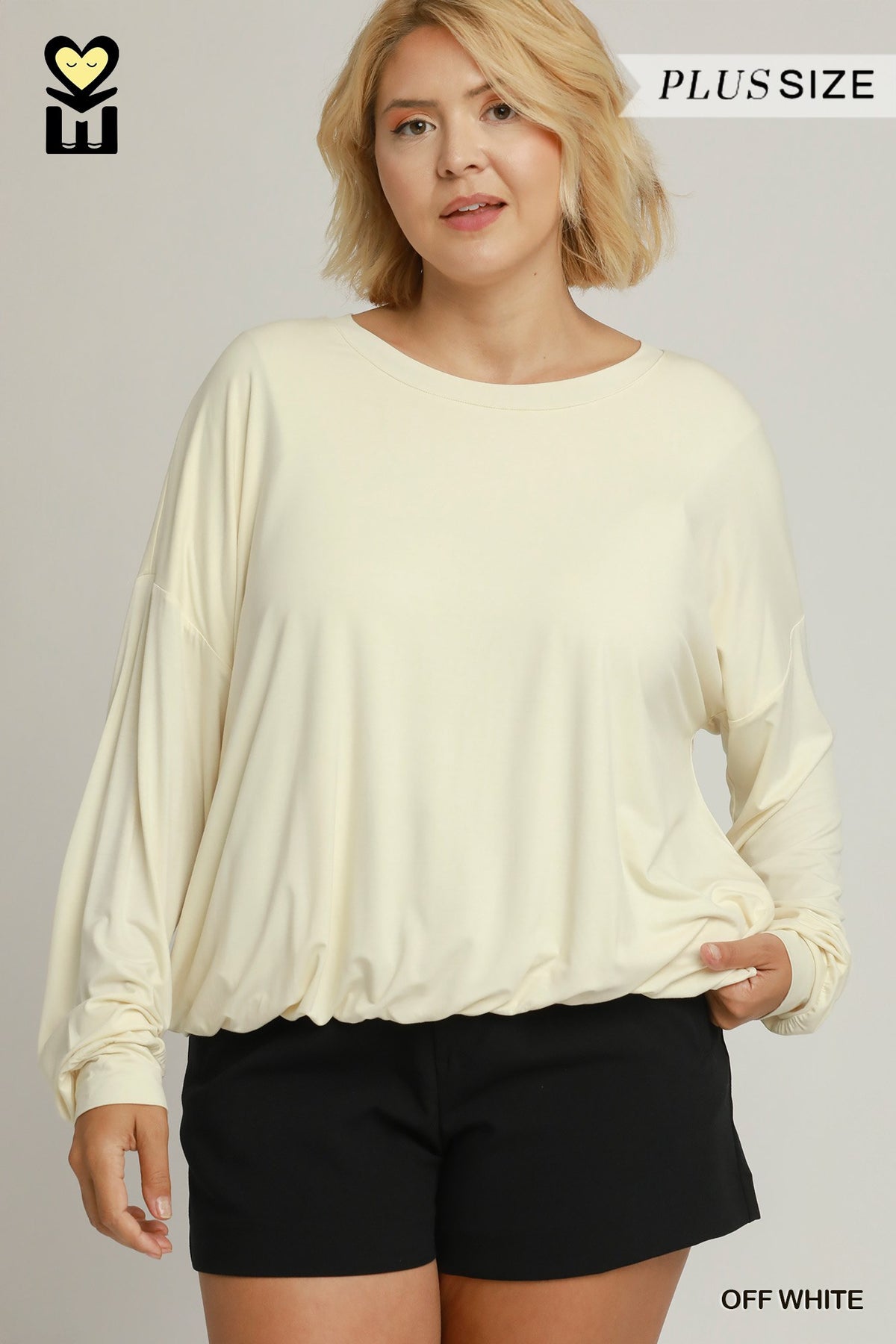 Double Lined Bubble Hem Long Sleeve Top