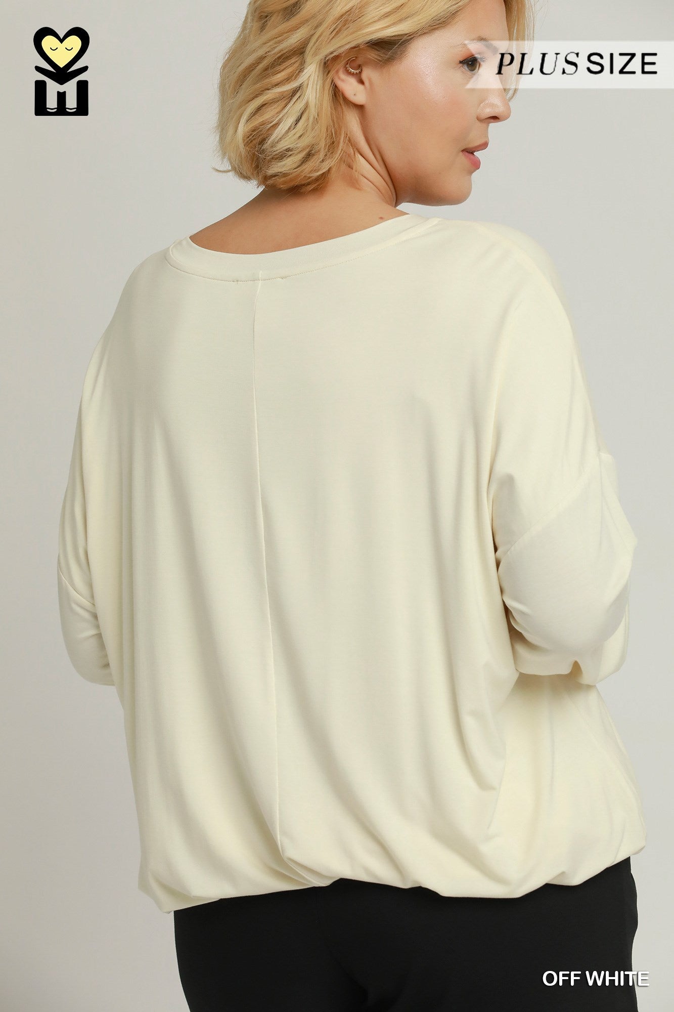 Double Lined Bubble Hem Long Sleeve Top