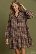 Plaid Tiered Babydoll Dress