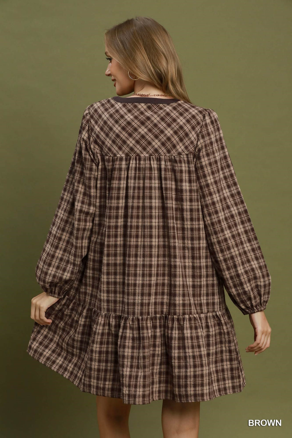 Plaid Tiered Babydoll Dress