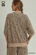 Leopard Jacquard Half Zip Pullover