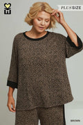 Leopard Velvet Blend 3/4 Raglan Sleeve Top