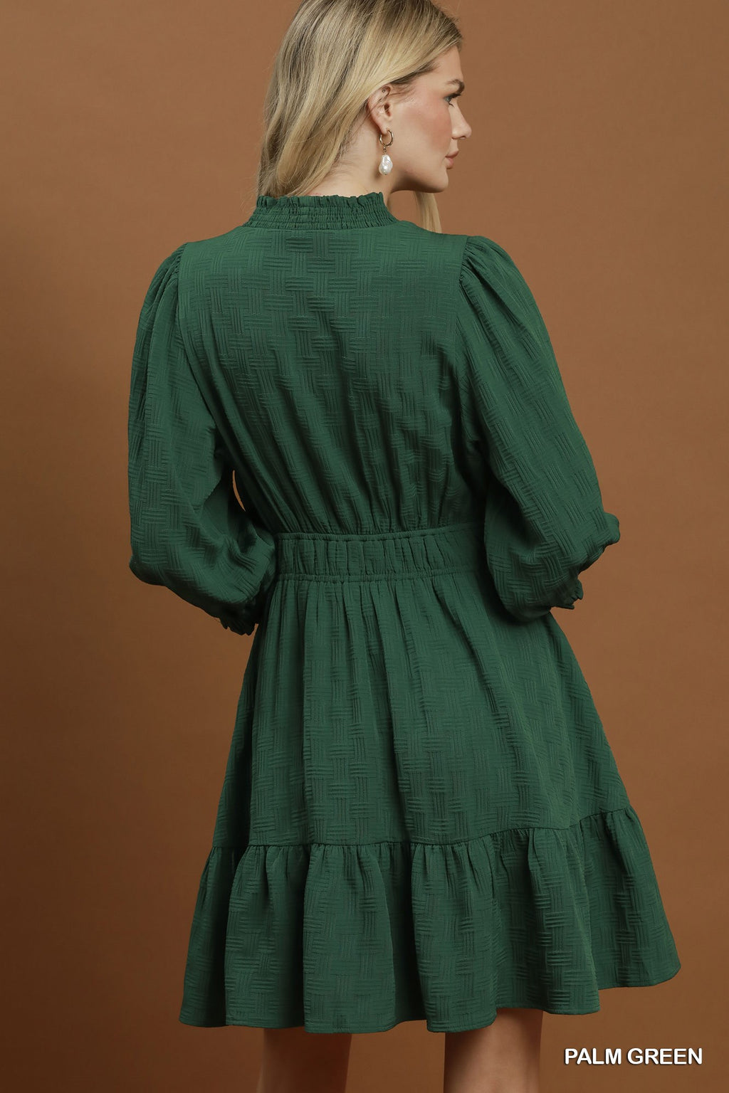 Textured V-Neck Tiered Dress