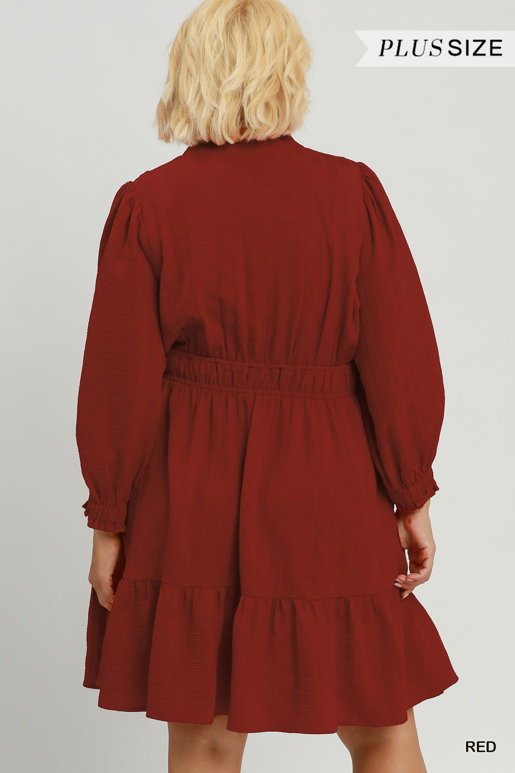 Textured V-Neck Tiered Dress