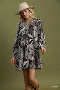 Botanical Floral Print Ruffle Hem Dress