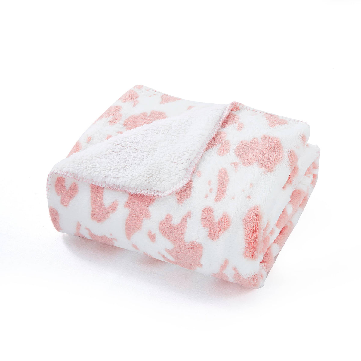 Strawberry Cow Faux Fur Plush Throw Blanket